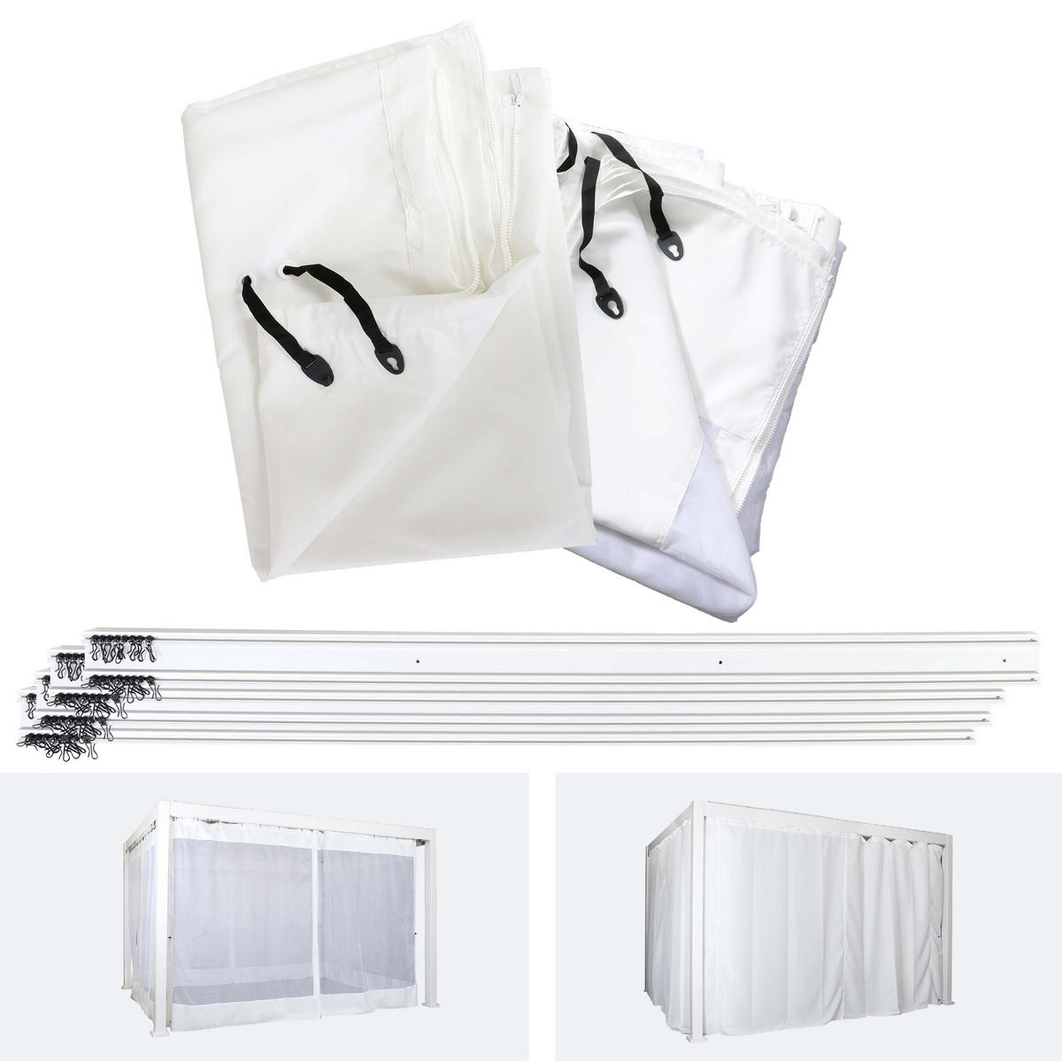 SEITENWAND FÜR PERGOLA Weiß - Weiß, Textil (340/234/1cm) - MCW