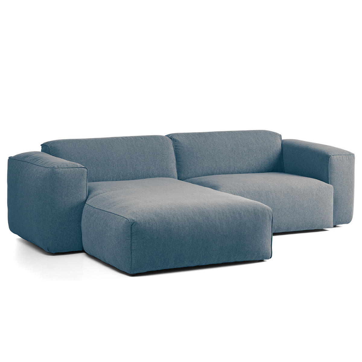 1,5-SITZER ECKSOFA mit Longchair - Blaugrau/Schwarz, Kunststoff/Textil (260/173cm) - home24