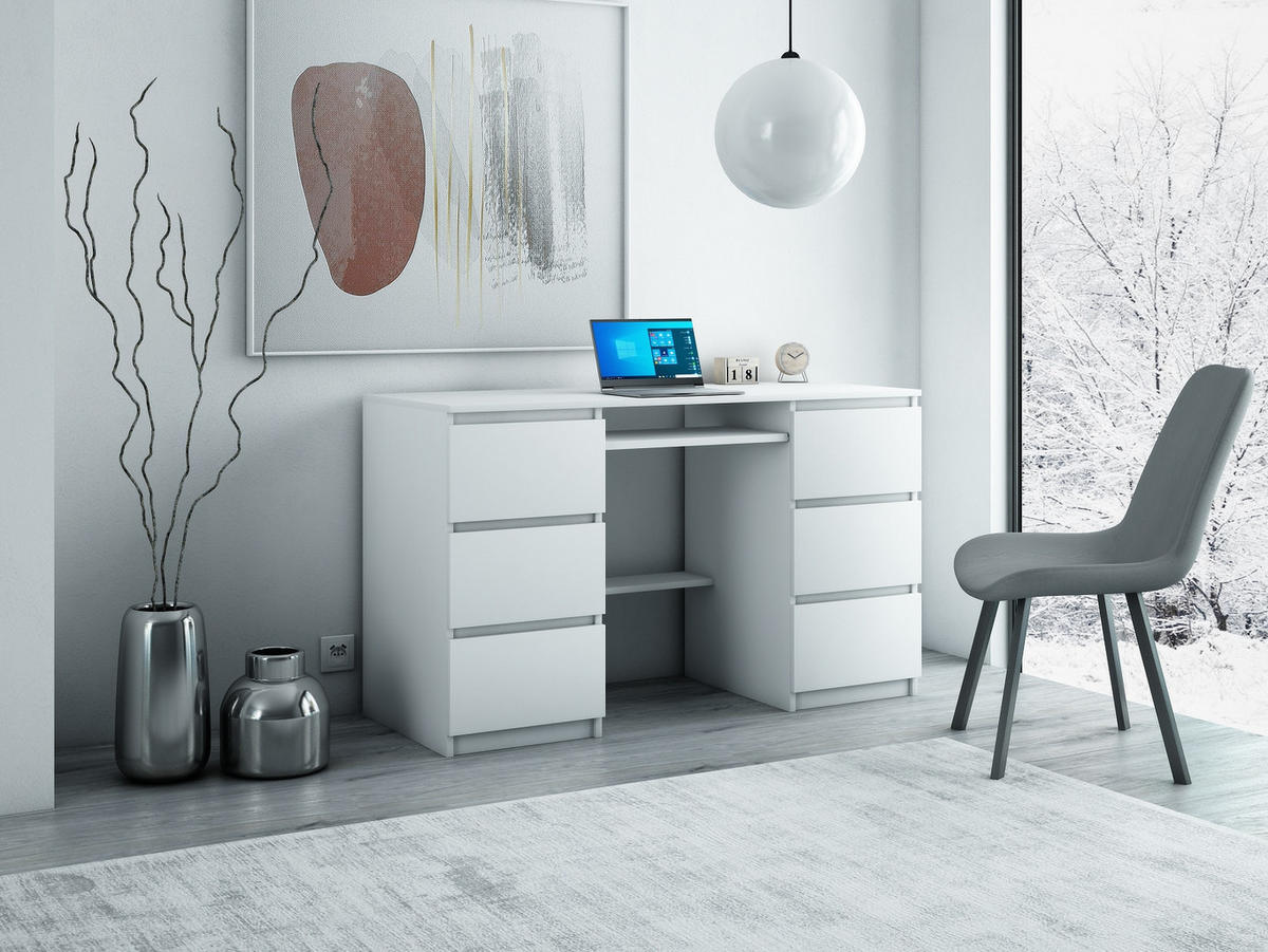 COMPUTERTISCH Bella B2 weiss - Weiß, Holzwerkstoff (50/127/76cm) - roe furniture