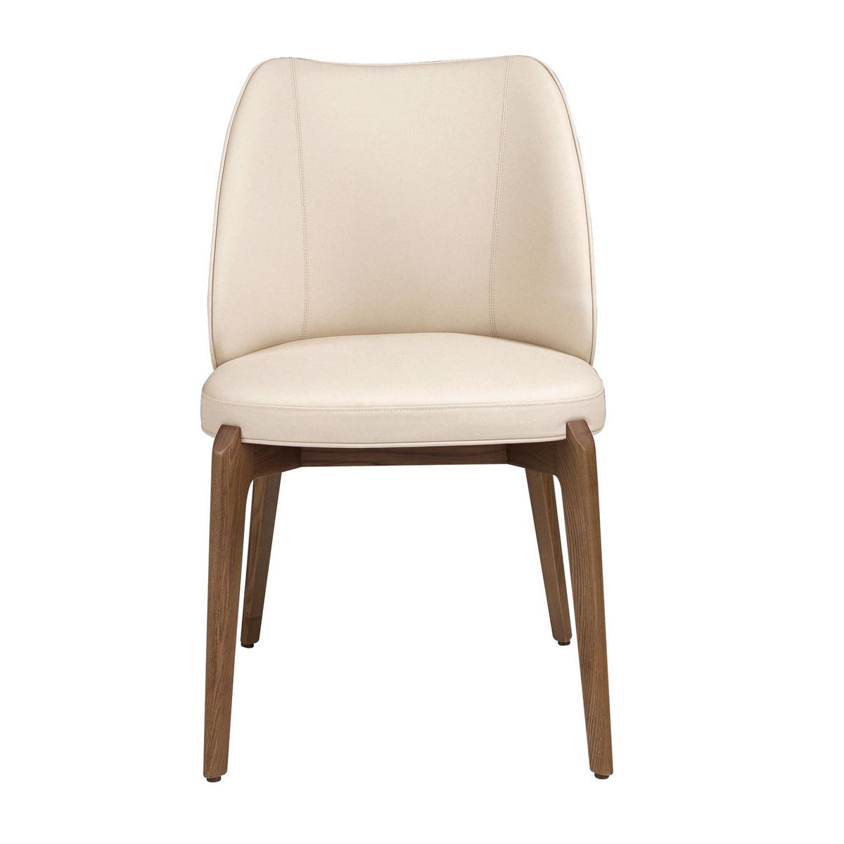 STUHL Stuhl aus cremefarbenem Kunstleder 49/58/80 cm - Beige/Walnussfarben, Leder/Holz (49/80/58cm) - ANGEL CERDA