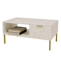 COUCHTISCH mit Stauraum und zusätzlicher Ablagefläche Weiß 92/45/50cm - Goldfarben/Schwarz, Holzwerkstoff (50/92/45cm) - CraftPAK