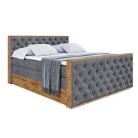 BOXSPRINGBETT mit Matratze H3|H4 und Lattenrost - LOLLI3-Z KING-160x200 - Dunkelgrau Casablanca - Dunkelgrau, Holzwerkstoff (160/200cm) - ALTDECOR