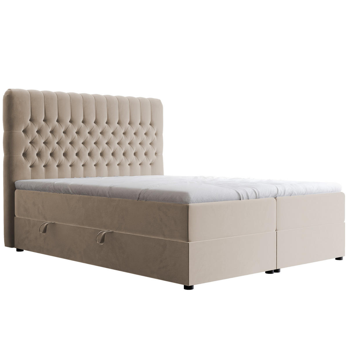 BOXBETT 120x200 cm mit Topper - Creme, Holzwerkstoff/Textil (120/200cm) - Idohome