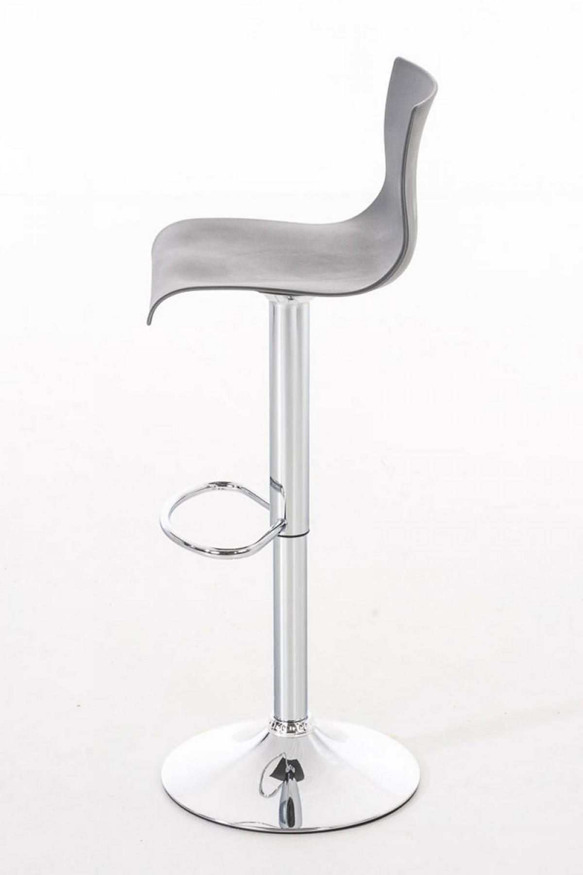 BARHOCKER 2er Set Kunststoff grau - Chromfarben/Grau, Kunststoff/Metall (39/84/36cm) - CLP