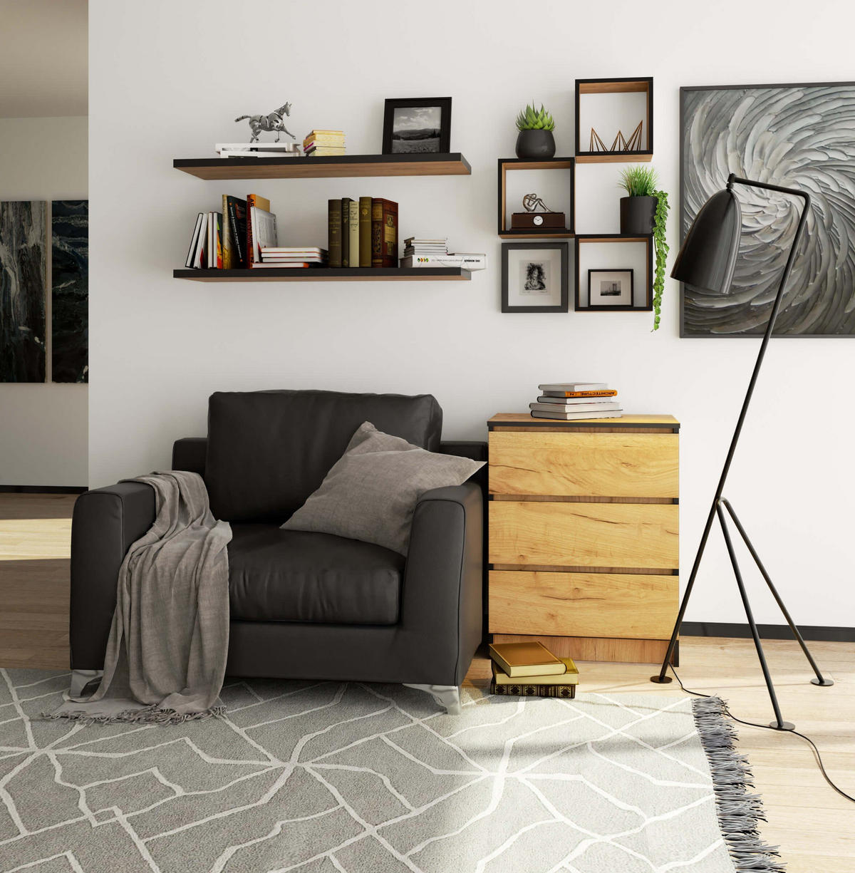 KOMMODE K60, Craft, 60x40x77 cm - Nickelfarben, Holz (60/77/40cm) - Milordbikes