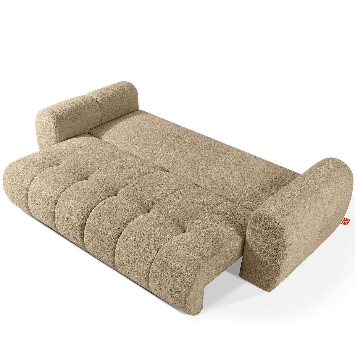 EINZELSOFA LIRA, Beige, Bouclé - Beige, Holz/Holzwerkstoff (256/84/112cm) - KONSIMO®