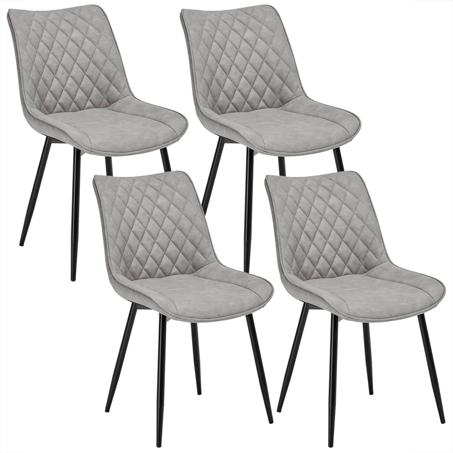 ESSZIMMERSTUHL 4er Set, Polsterstühle mit Rückenlehne - Schwarz/Grau, Metall (46.5/84/42.5cm) - Woltu