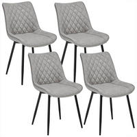 ESSZIMMERSTUHL 4er Set, Polsterstühle mit Rückenlehne - Schwarz/Grau, Metall (46.5/84/42.5cm) - Woltu