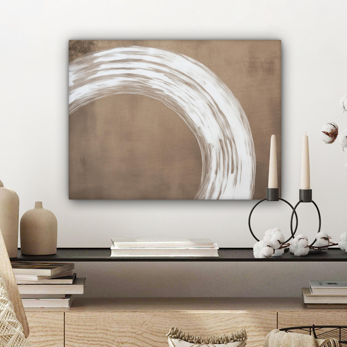 LEINWANDBILD Farbe - Braun - Japandi 40x30 cm - Kupferfarben, Textil (40/30cm) - MuchoWow