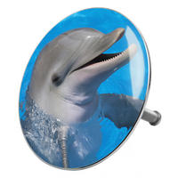 BADEWANNENSTÖPSEL Delphin - Blau, Metall (8/10/10cm) - Sanilo