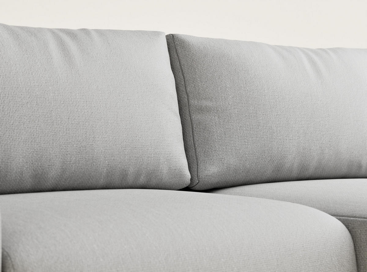 ECKSOFA MIT SCHLAFFUNKTION Numba Hellgrau Webstoff - Hellgrau/Schwarz, Holz/Holzwerkstoff (253/153cm) - Maison de Reve