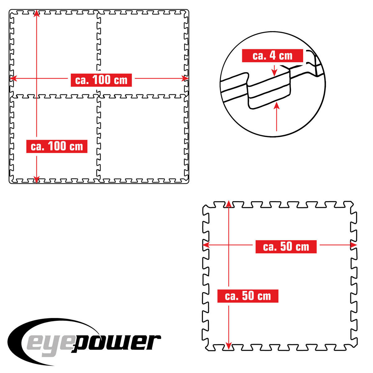 BODENSCHUTZMATTE 50x50x4 cm, Beige, 4er Set - Beige, Kunststoff (50/50cm) - eyepower