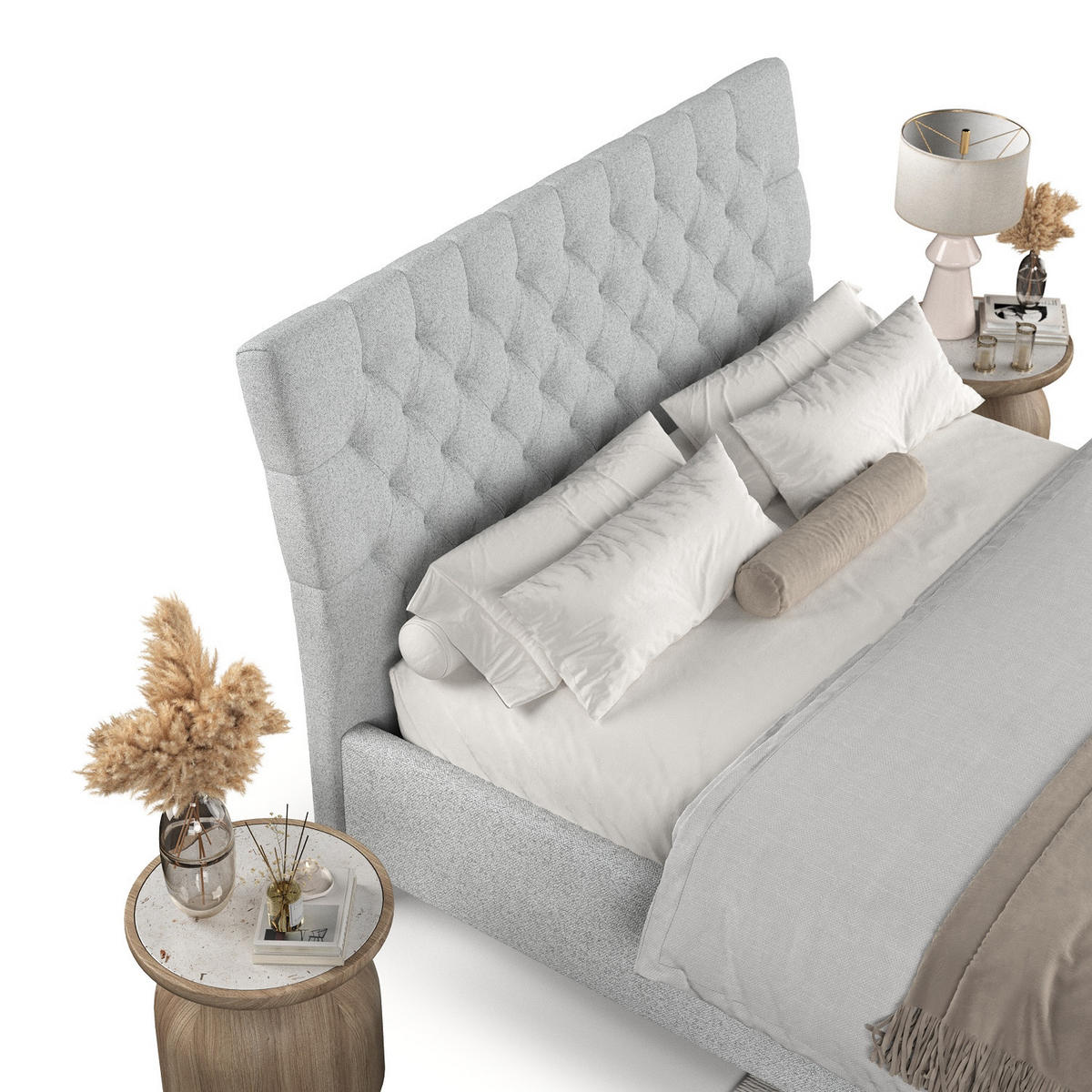 POLSTERBETT Lira 160/200 cm Hellgrau im Riva Stoff - Hellgrau/Naturfarben, Holz/Holzwerkstoff (160/200cm) - AltaBeds