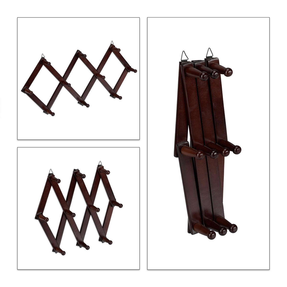 WANDGARDEROBE - Dunkelbraun, Holz (87.5/5.5/7.5cm) - Relaxdays