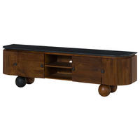 TV-BOARD Mango 180x40x50 dunkelbraun lackiert / Marmor schwarz FLORENZ #200 - Dunkelbraun, Holz (180/50/40cm) - Massivmoebel24