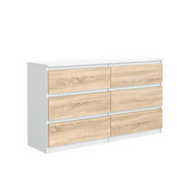 KOMMODE mit 6 Schubladen 120 cm Weiß Sonoma - Weiß/Sonoma Eiche, Holzwerkstoff (120/78.5/39cm) - MebLocker