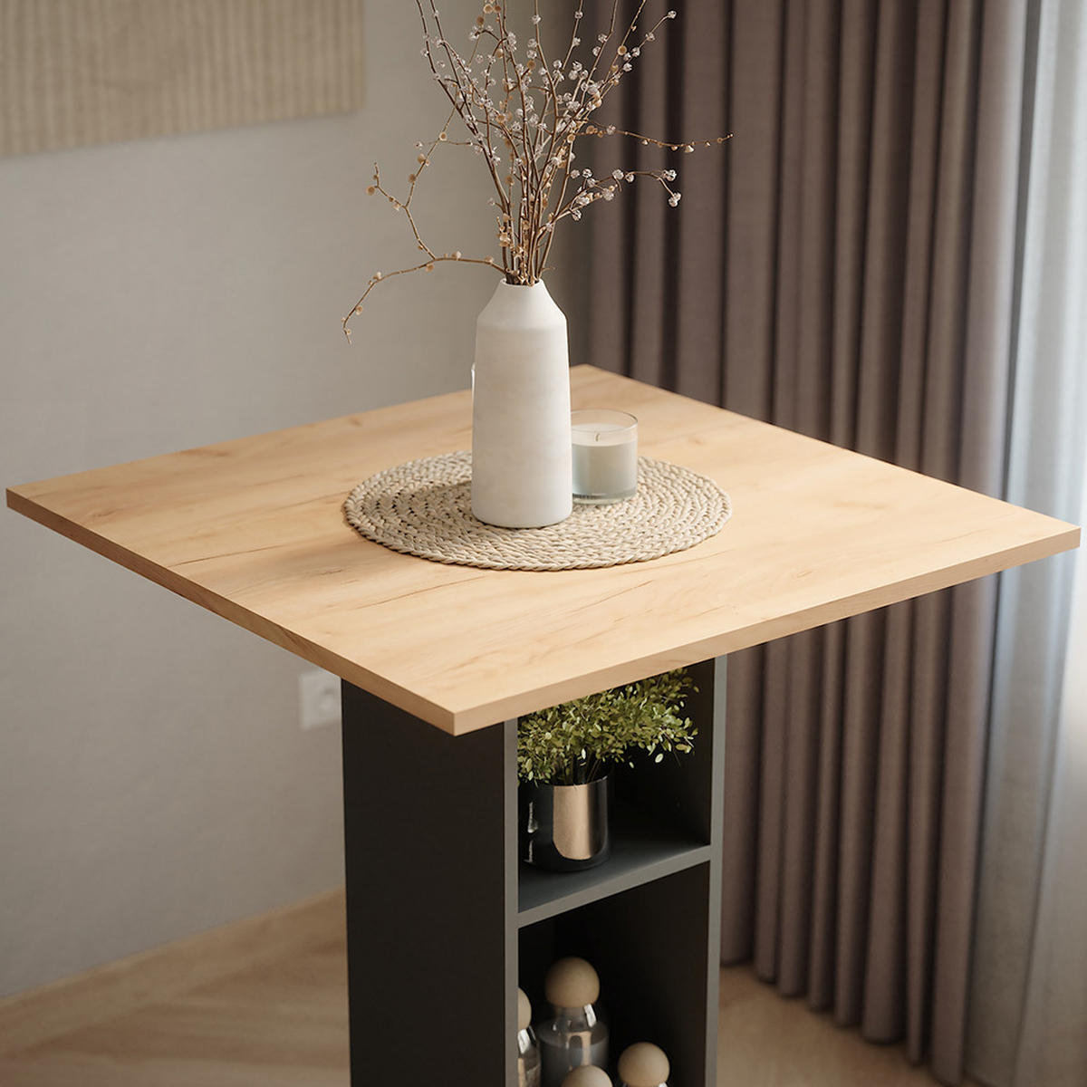 BAROVÝ STŮL Repose Zlatý dub power/antracit - medově dubová/antracitová, kompozitní dřevo (75/75/106cm) - Vicco