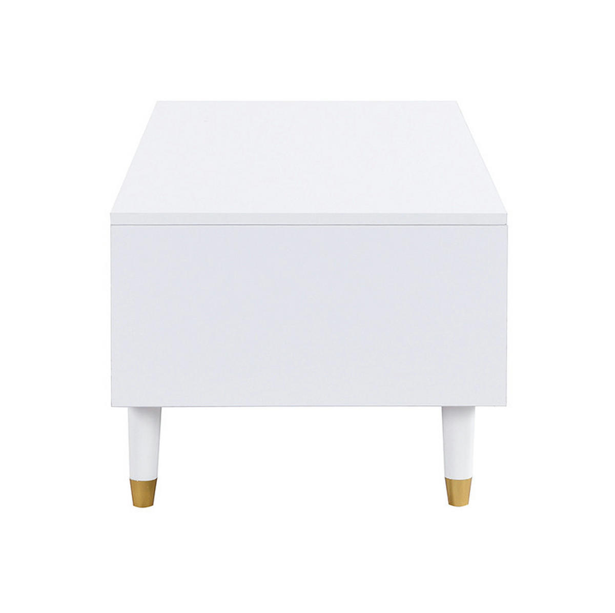 COUCHTISCH 110/50/40 cm weiß aus MDF mit LED-Beleuchtung und Schubladen - Weiß, Holzwerkstoff (100/50/40cm) - OKMYHOME