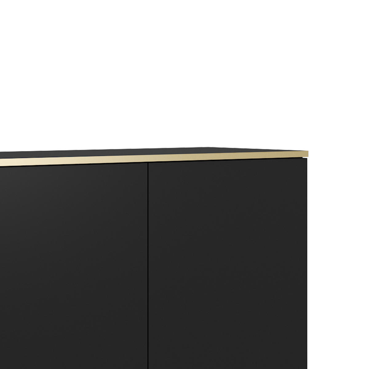 KOMMODE ORO - K-160, 2-Türen, 2-Schubladen, Push-to-Open 160x39x85 cm Schwarz/Schwarz - Schwarz, Holzwerkstoff/Kunststoff (160/85/39cm) - DomoHome