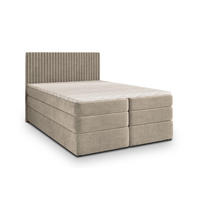 BOXSPRINGBETT FELBIO 140x200 cm mit Matratze und Topper - Beige - Beige, Holz (140/200cm) - MASSENO