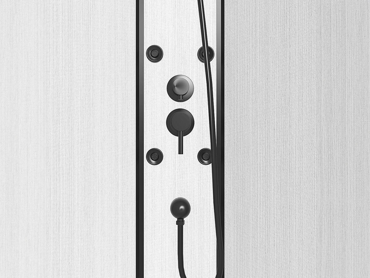 DUSCHKABINE mit Hydromassage - Bambusfasern - Schwarz matt - 80 x 80 x 225 cm - ZALIFA - Schwarz, Glas (80/80/200cm) - Vente-Unique