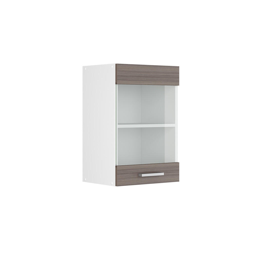 KÜCHENGLASSCHRANK R-Line Grau 40 cm - Weiß/Braun, Holzwerkstoff (40/60/31cm) - Vicco