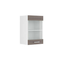KÜCHENGLASSCHRANK R-Line Grau 40 cm - Weiß/Braun, Holzwerkstoff (40/60/31cm) - Vicco