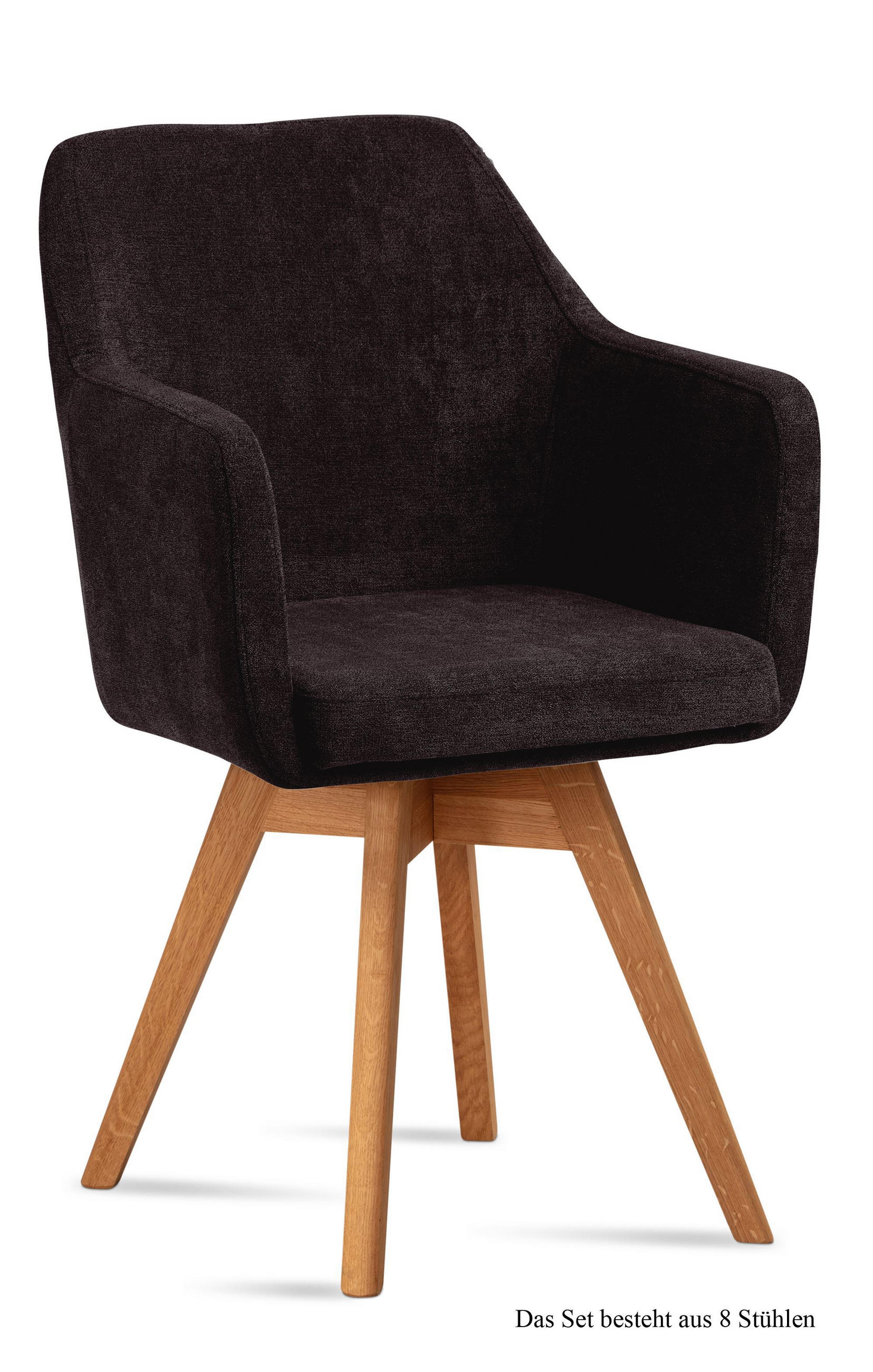 ARMLEHNSTUHL drehbar (8er-Set) Dorry 57x87x60 Eiche geölt/Espresso - Eichefarben/Dunkelbraun, Kunststoff (60/87/57cm) - 58aufmkessel