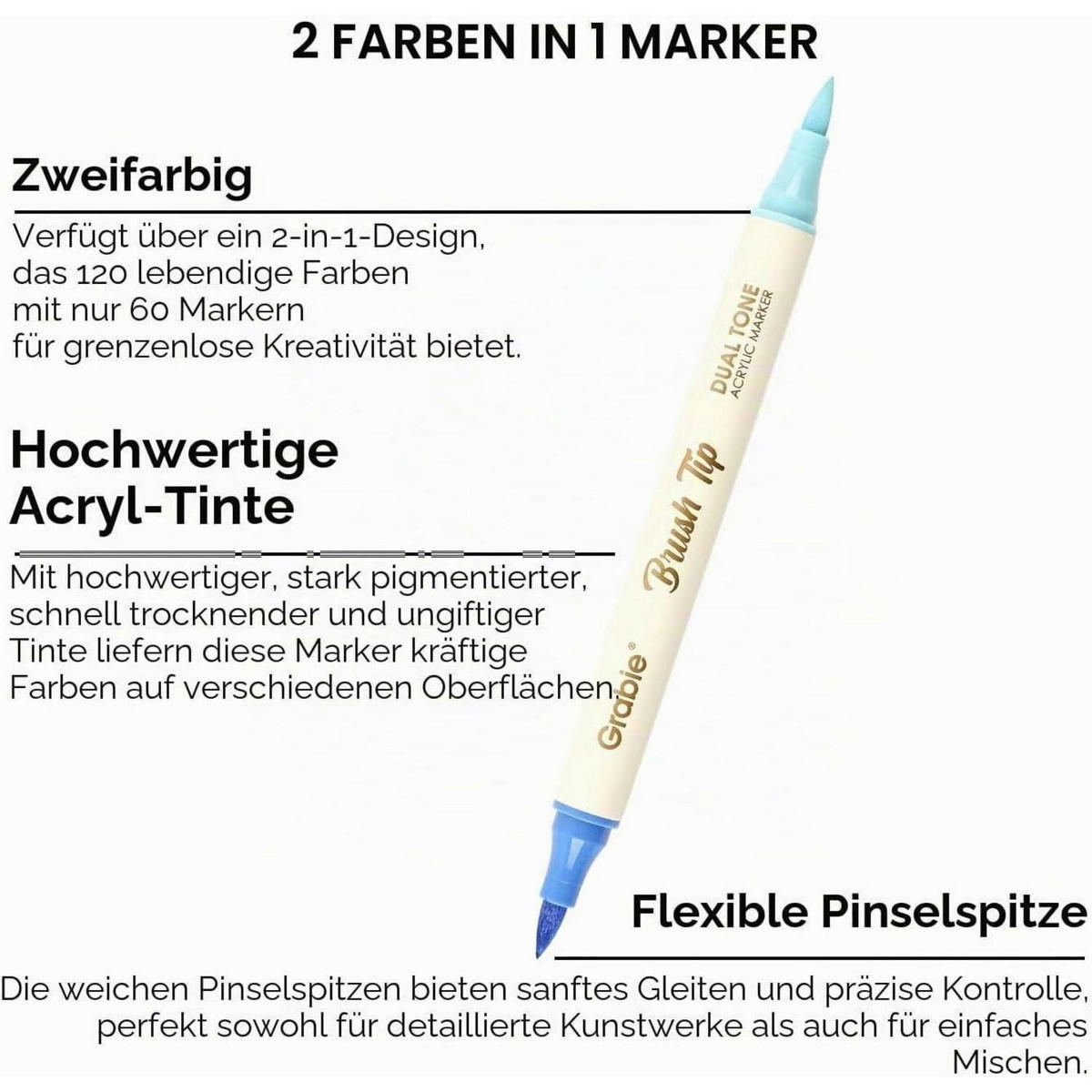 ACRYLSTIFTE 120er Set Doppelspitze Pinselstifte - Multicolor, Kunststoff (4/30.5/18.5cm)