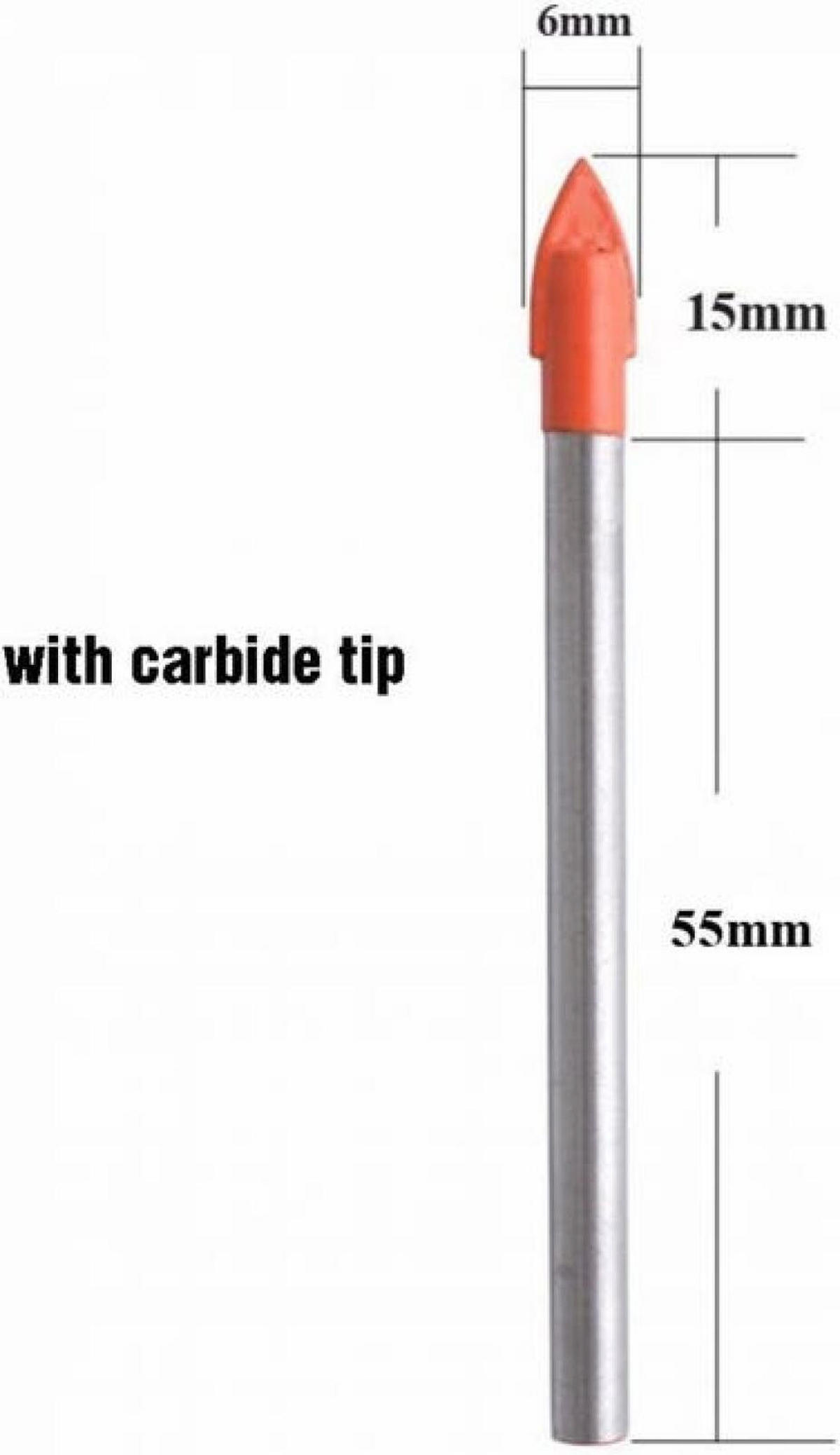 BOHRER - 10er-Pack, geeignet für Fliesen, Glas, Keramik und Marmor, mit 6 mm Hartmetallbohrern. - Orange, Metall (7.5/0.6/1cm) - DCA
