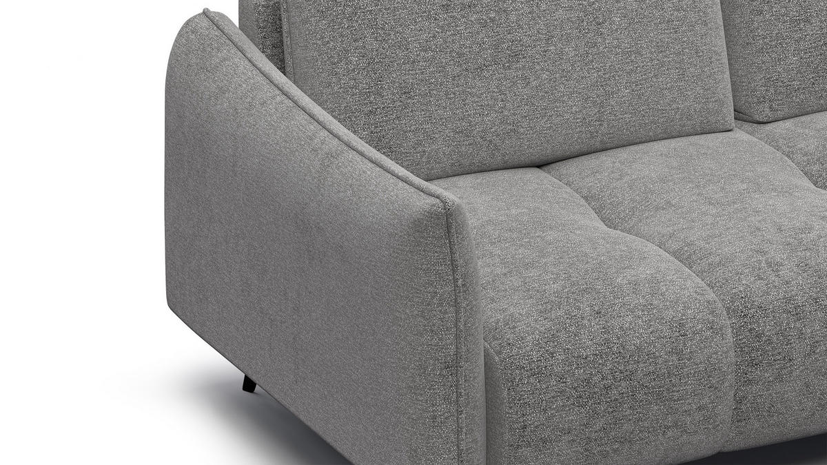 SOFA AERA 2,5-Sitzer, platingrau - Schwarz/Grau, Holz/Textil (187/89/96cm) - Courtois Laville