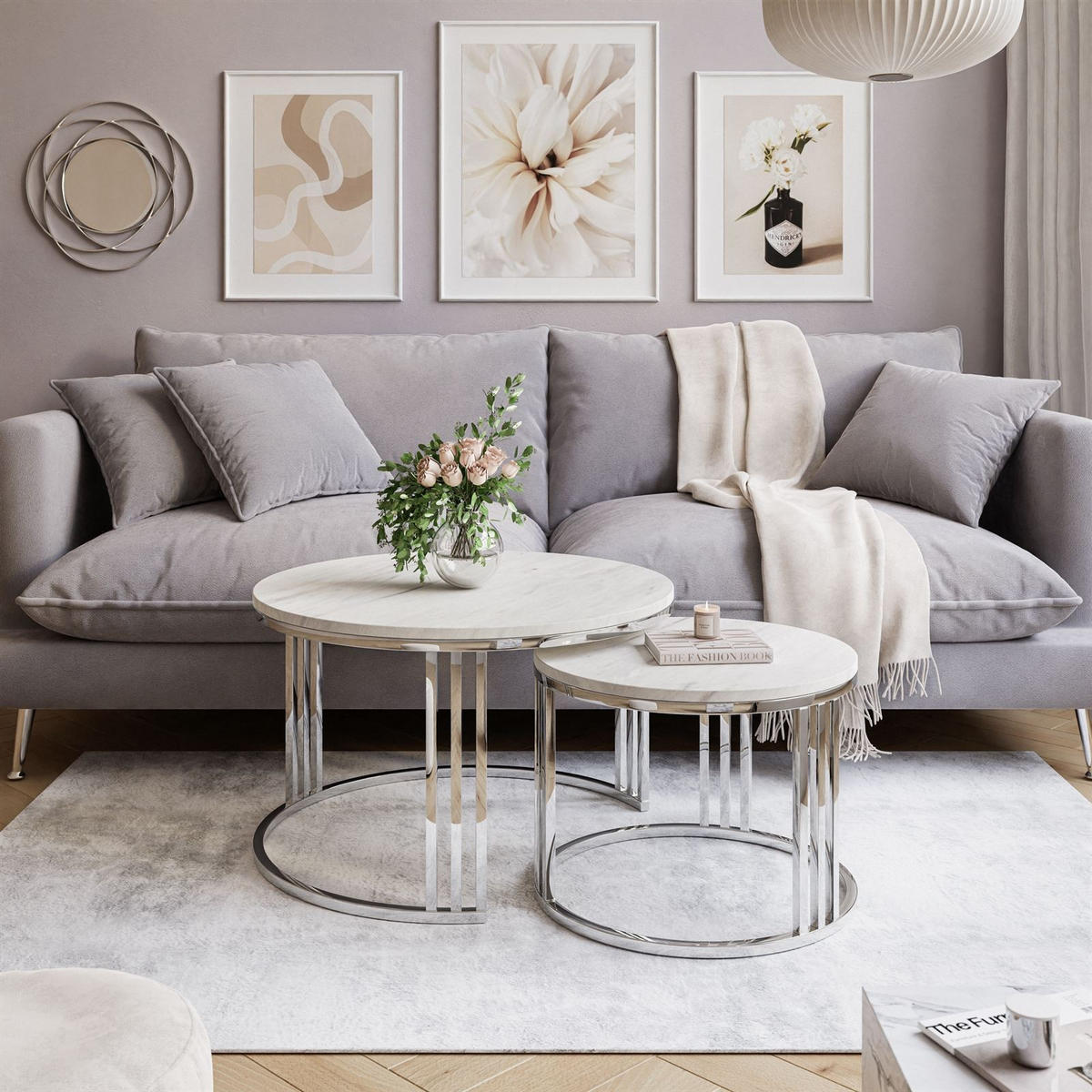 COUCHTISCH 2 in 1 LORI LEVANTO verchromt silber - Silberfarben, Holzwerkstoff (70/70/49cm) - Lookway