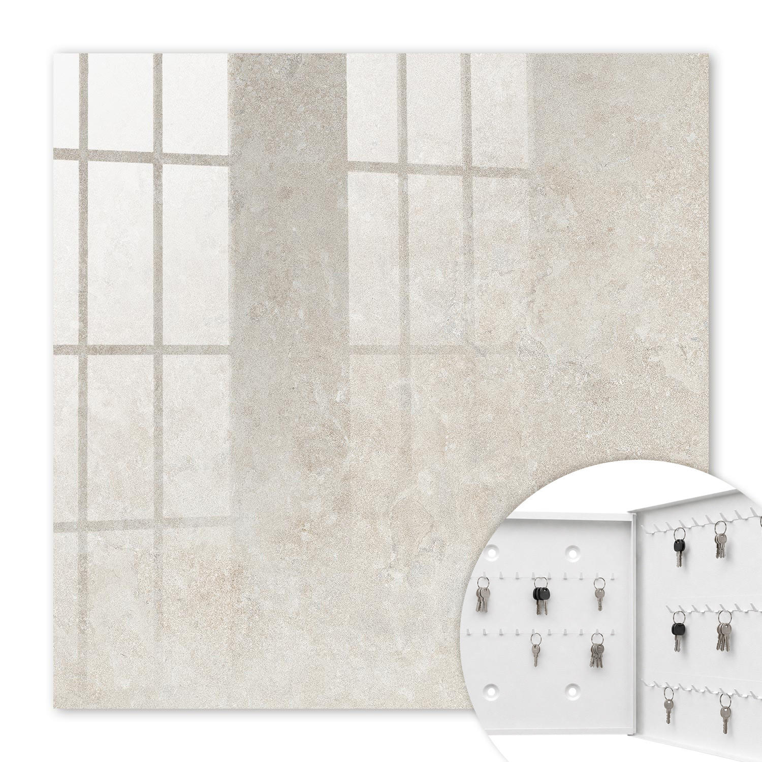 SCHLÜSSELBOX Weiß 30x30 cm – Türöffnung nach rechts - Zarter Sandstein - Beige, Metall (30/30/5cm) - TULUP