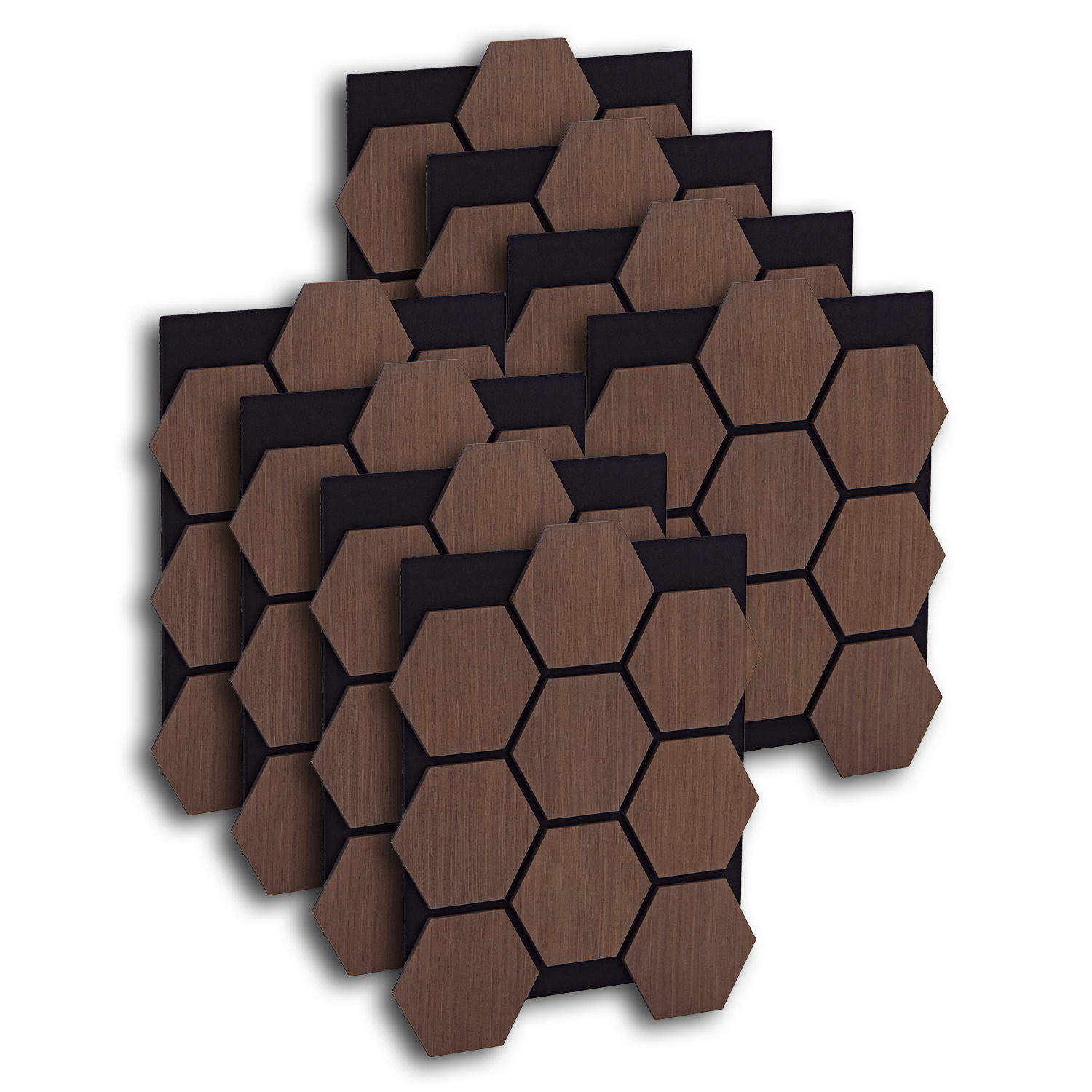 AKUSTIKPANEEL Hexagon Braun 8 Stück - Braun, Holz (62/76/2cm) - Homestyle4u