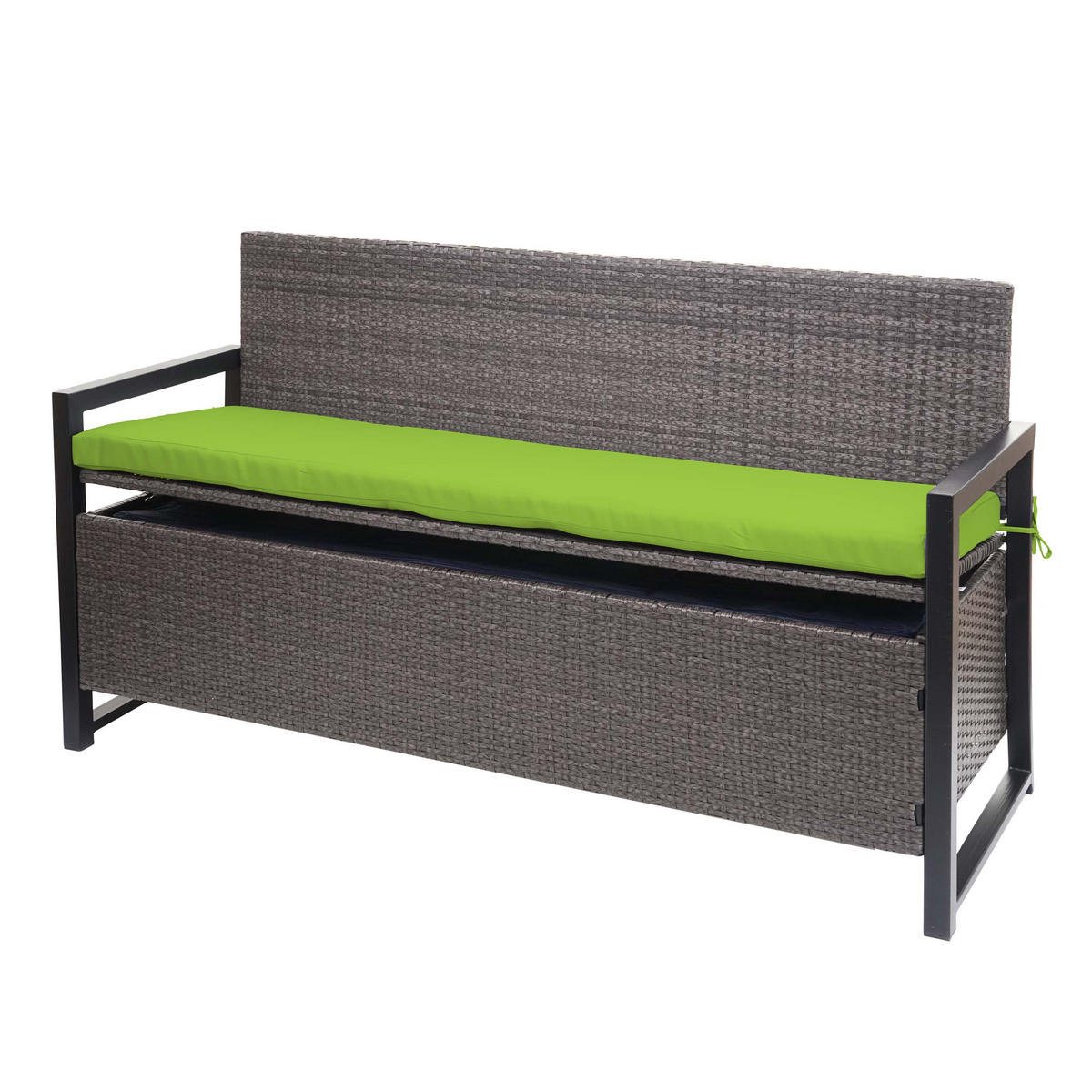 POLY-RATTAN 3ER SITZBANK Grau, Grün - Grau/Grün, Kunststoff (164/87/57cm) - MCW