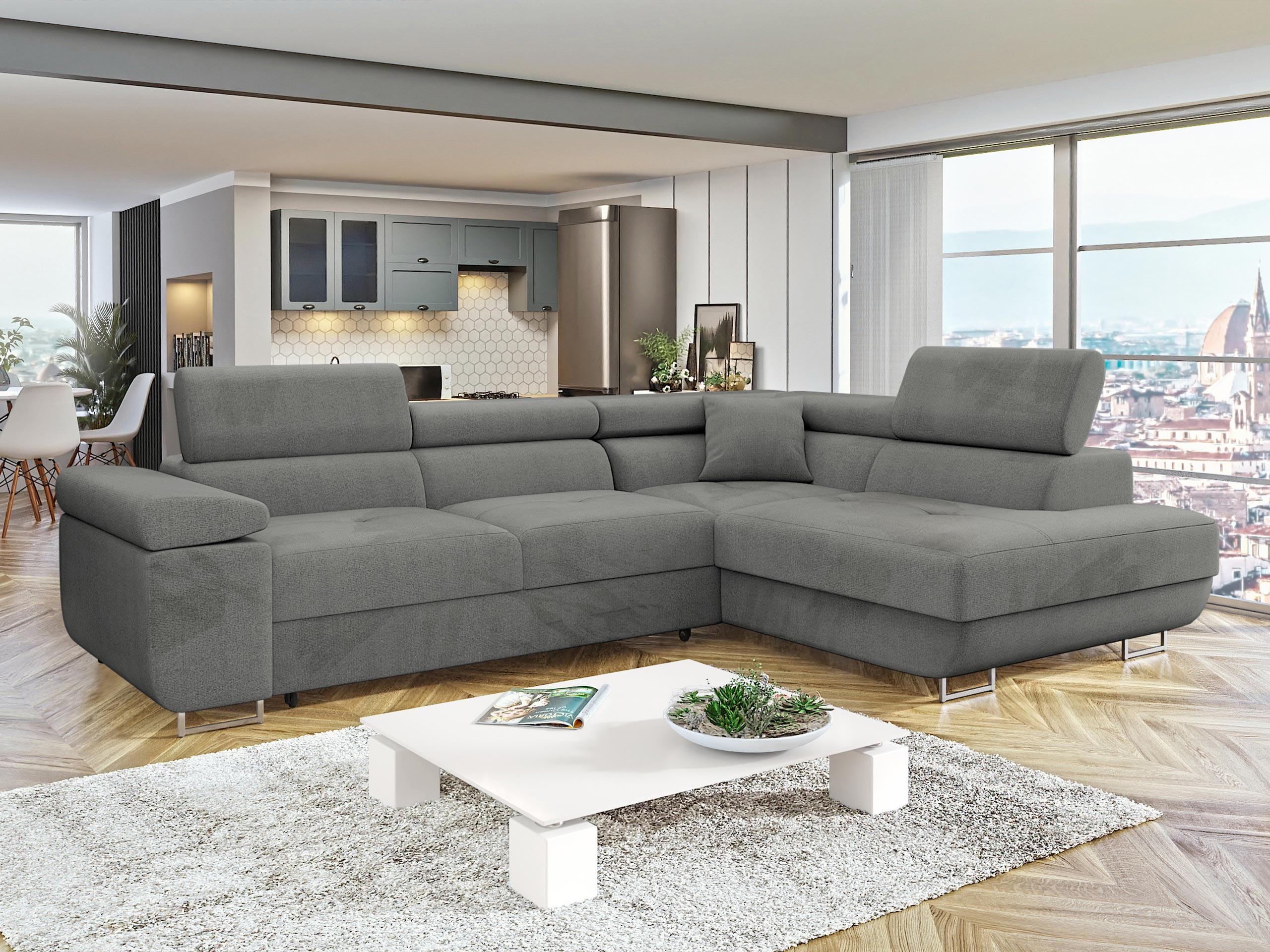 ECKSOFA Torezio, Seite: Rechts - Dunkelgrau, Holz/Textil (274/203cm) - MIRJAN24