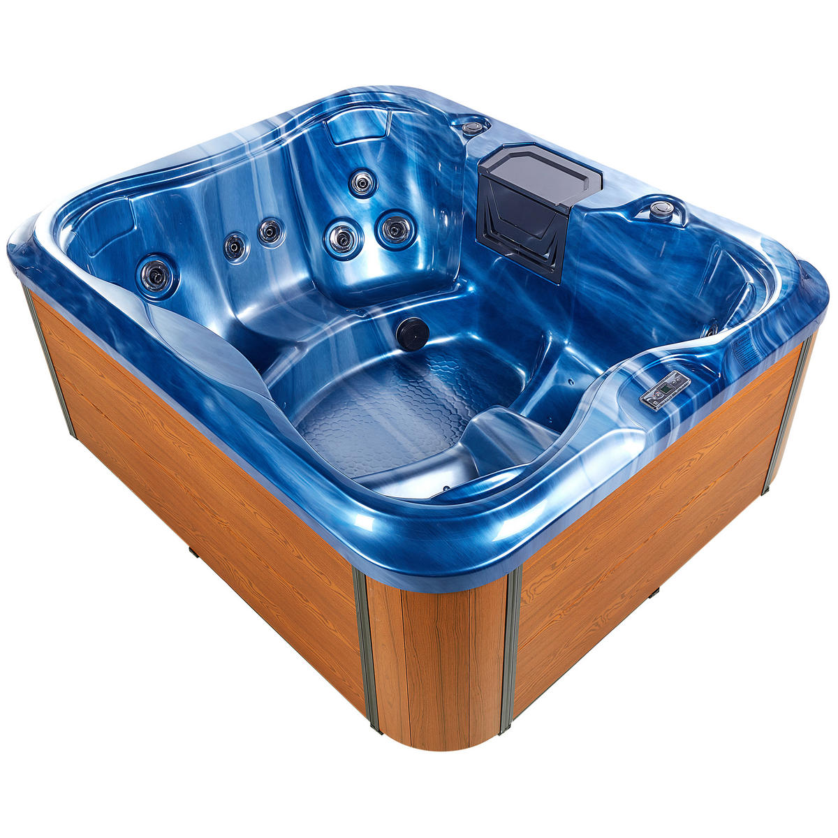 WHIRLPOOL Blau Arcelia - Blau/Hellbraun, Kunststoff (215/80/180cm) - Beliani