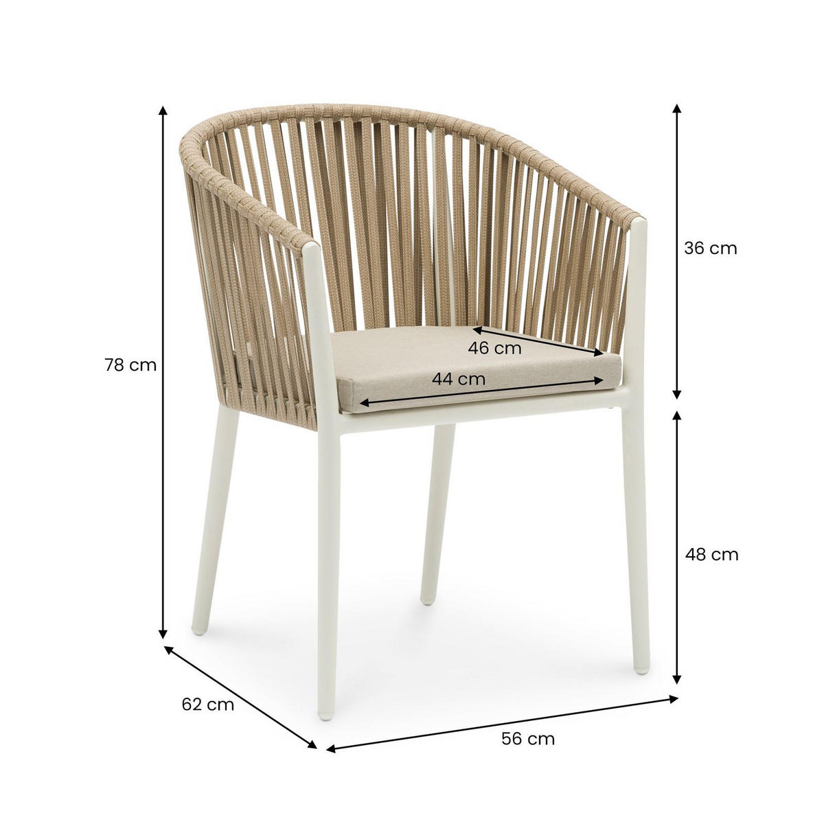 GARTENSTUHL ISOLA 6ER-SET - Beige, Textil/Metall (56/78/62cm) - IDIMEX