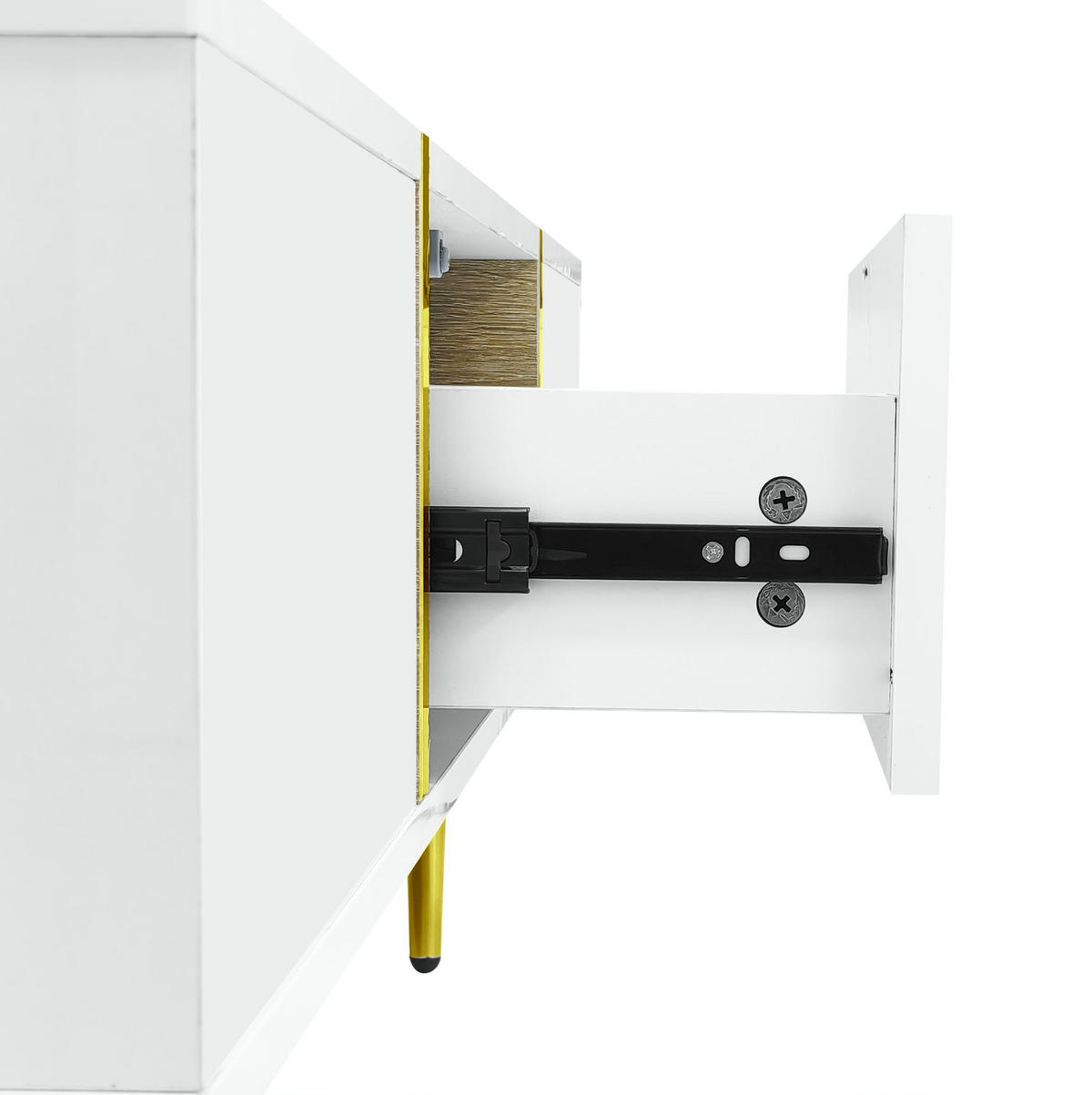 KONFERENČNÍ stolek 100/60/41,5 cm bílý z MDF se 2 zásuvkami a vysokým leskem - bílá, kompozitní dřevo (100/60/41.5cm) - OKWISH