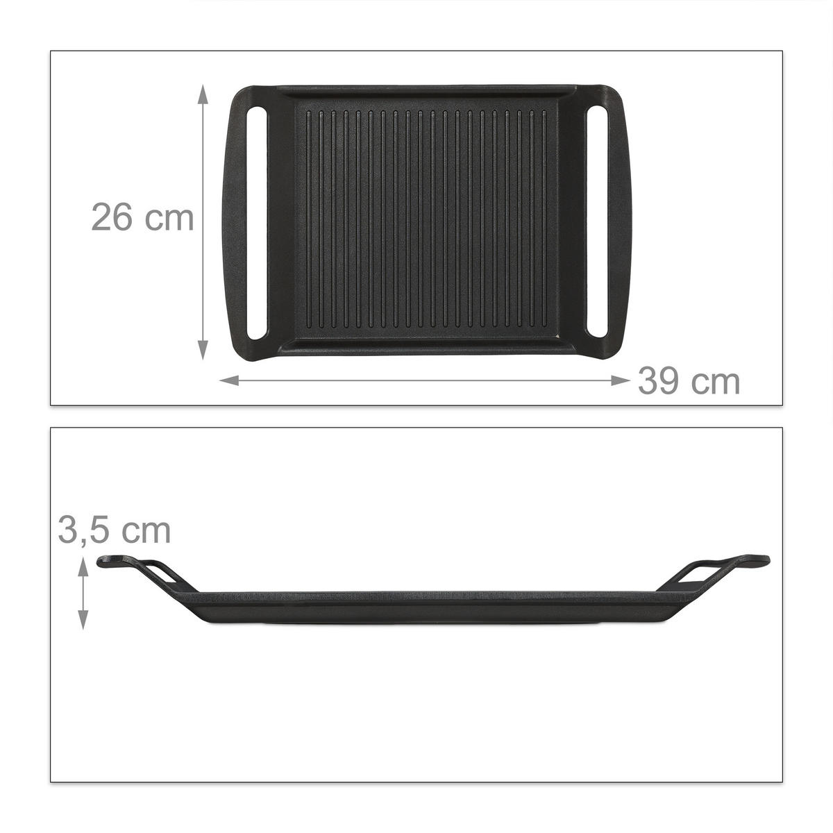 GRILLPLATTE Herd - Anthrazit, Metall (39/26/3.7cm) - Relaxdays