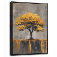 LEINWAND Bilder mit Rahmen - Baum - Blätter - Gold - Abstrakt - 30x40 - Grau, Textil (30/40cm) - MuchoWow