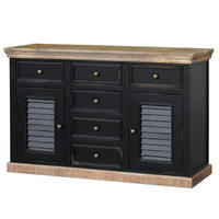 SIDEBOARD - Mango massiv - Schwarz, Holz (140/90/50cm) - home24