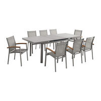 GARTENESSGRUPPE im Set - 8 -Sitzer - Aluminium - taupe - NAURU - Braun, Metall - Vente-Unique