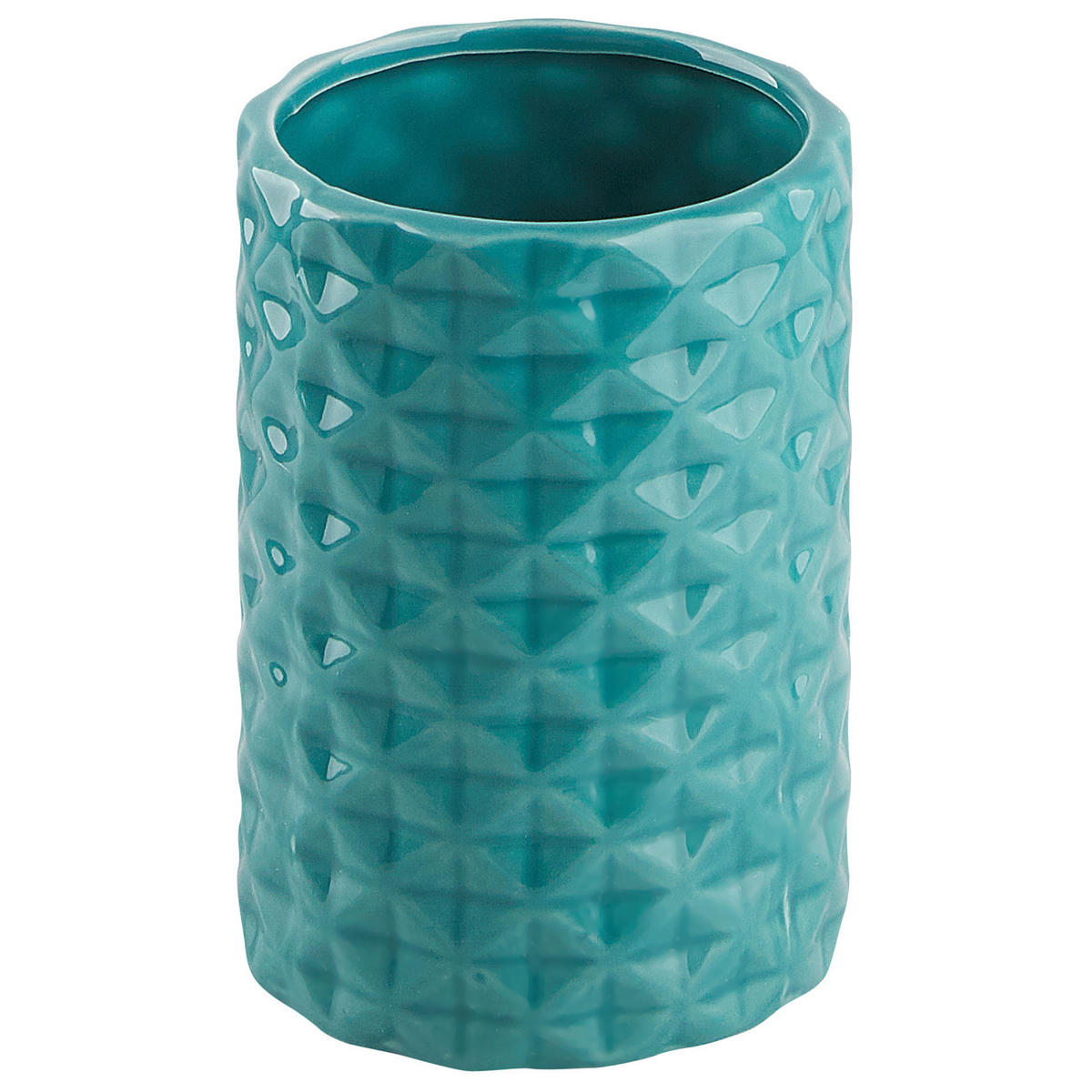 BADEZIMMER Set 4-teilig Keramik türkis Guatire - Blau, Stein (9/21/9cm) - Beliani