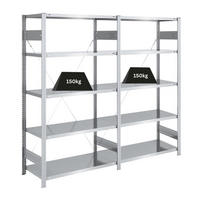 SCHWERLASTREGAL Silver Mamba 200x200x50cm 5 Ebenen je 150kg Fachlast Verzinkt - Silberfarben, Metall (200/200/50cm) - PROREGAL