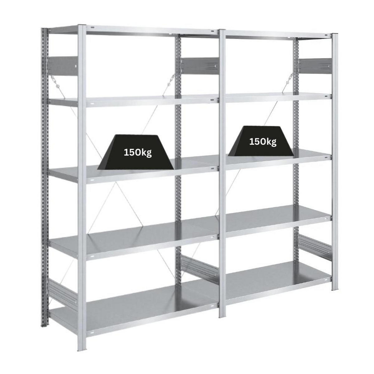 SCHWERLASTREGAL Silver Mamba 200x200x50cm 5 Ebenen je 150kg Fachlast Verzinkt - Silberfarben, Metall (200/200/50cm) - PROREGAL