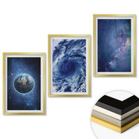 WANDBILDER 3er Set - 40x60 cm Goldrahmen - Erde Weltraumsturm Galaxie - Goldfarben, Kunststoff (40/60cm) - ArtPrintCave