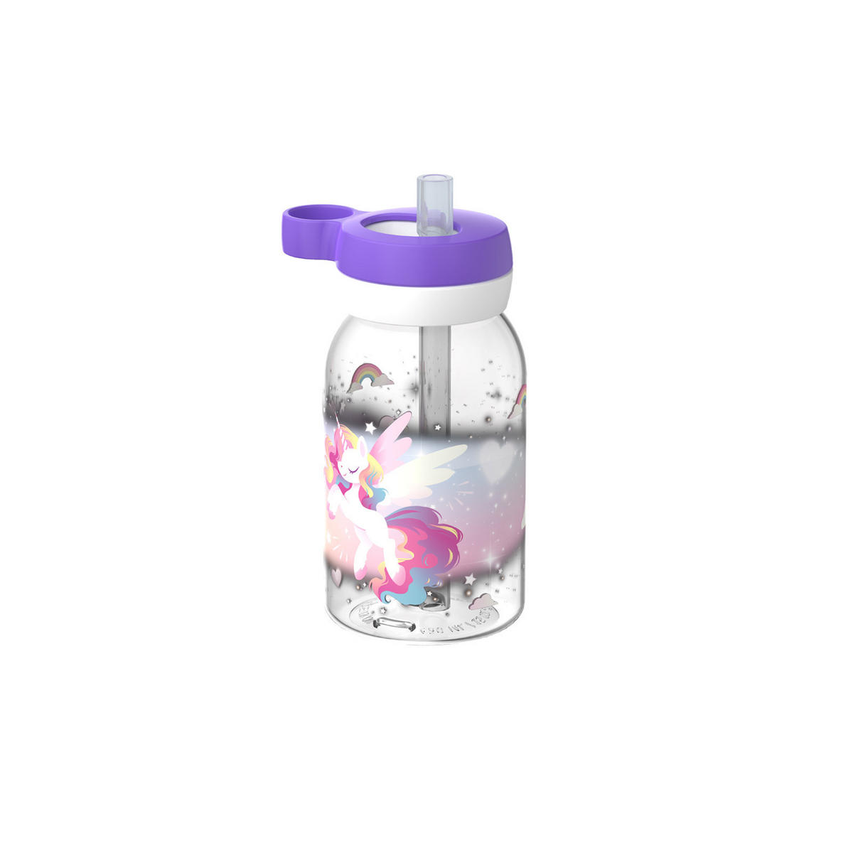TRINKFLASCHE MIT TRINKHALM Campus Unicorn Glow 450 ml - Lila, Kunststoff (450L) - Mepal