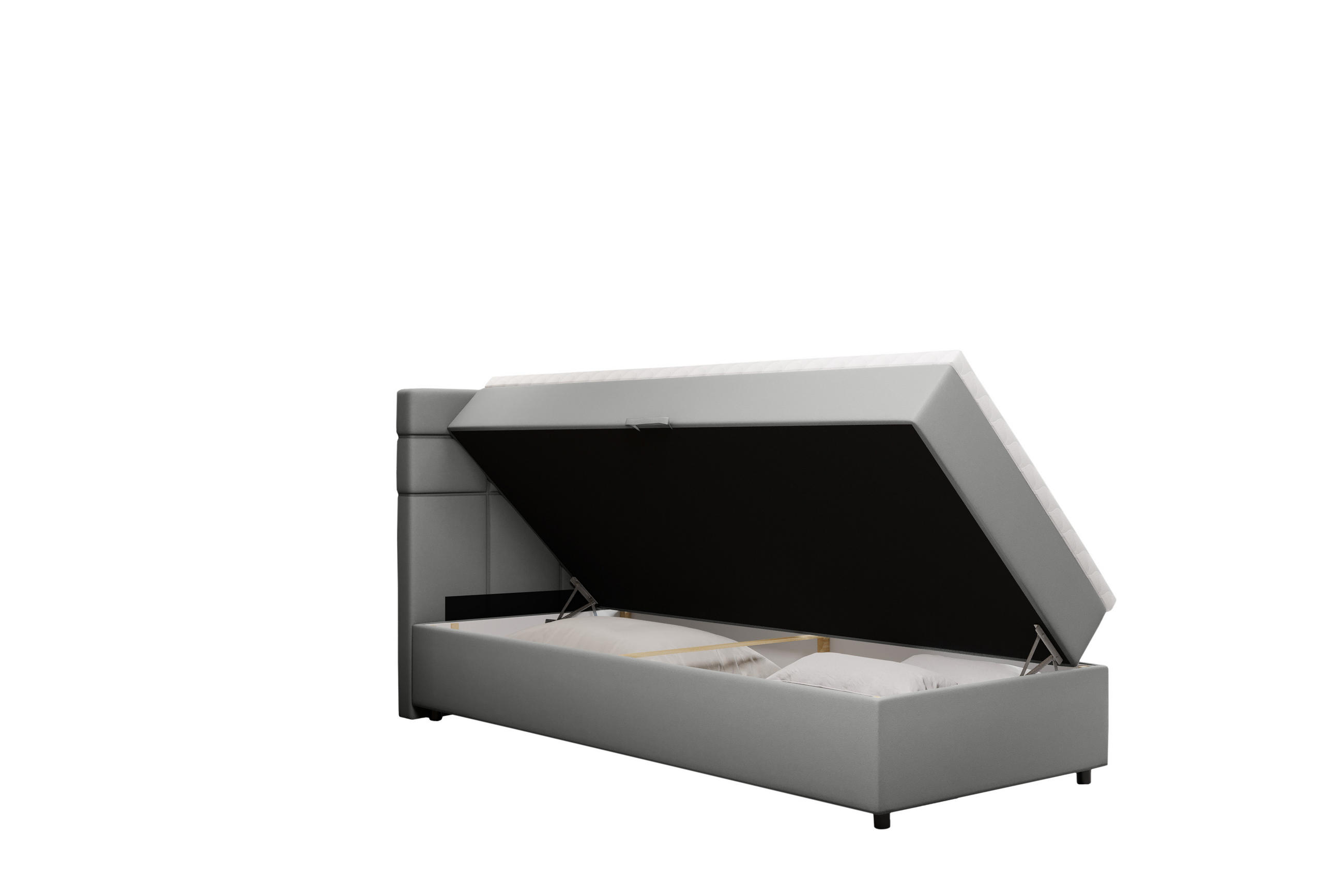 BOXBETT Reve 90 x 200 cm mit Bettkasten und Lattenrost ohne matratze - hellgrau - Hellgrau, Holz (90/200cm) - Panda Möbel