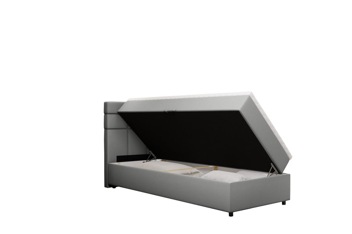 BOXBETT Reve 90 x 200 cm mit Bettkasten und Lattenrost ohne matratze - hellgrau - Hellgrau, Holz (90/200cm) - Panda Möbel
